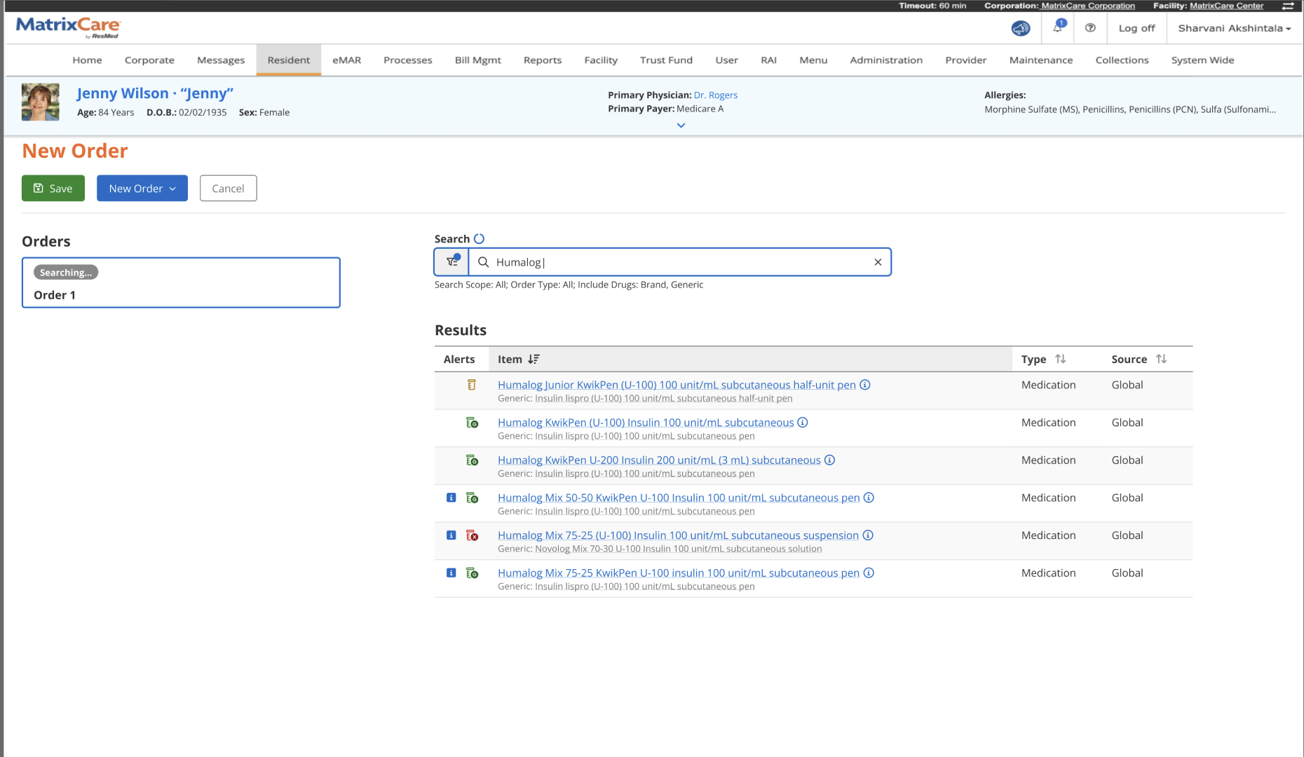 Unified order search with alerts and generics